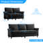 Ensemble de canapé en chenille de style Mid-Century 2 pièces, noir-1575775741