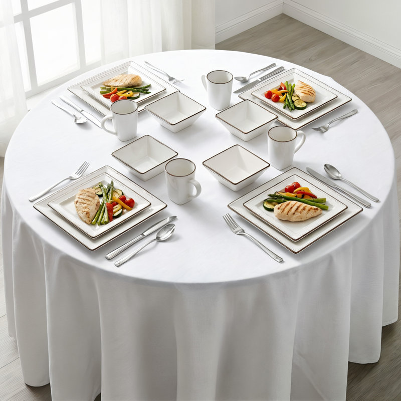 Service de table 16 pièces en grès perlé Lorren Home Trends, Blanc