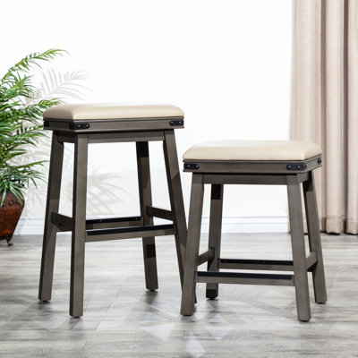 Tabouret de comptoir de 24 po gris vieilli avec revêtement en cuir français - rehausse l'élégance de votre bar avec une finition et une housse qui ajoutent de la classe à