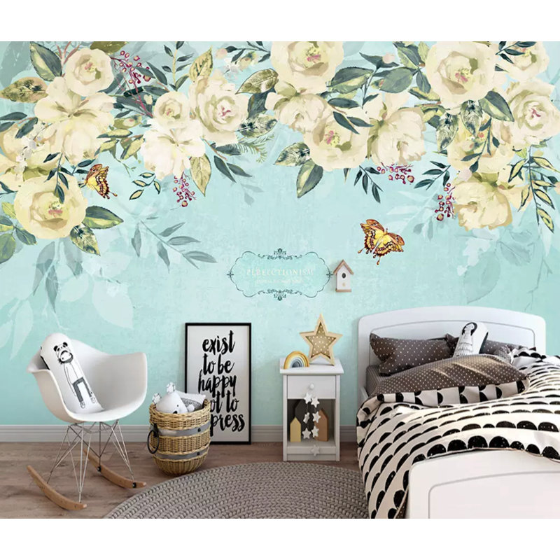 Papier peint amovible fleur floral, L 9 po x l 15 po