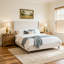Très grand lit plateforme tapissier avec très grande tête de lit, conceptions minimalistes en chenille de qualité supérieure, lit plateforme simple de style rétro sans sommier, assemblage facile, ivoire-1599522771