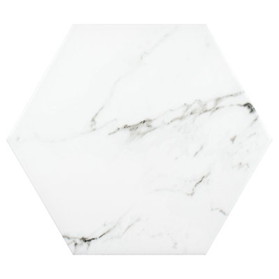Carreau de plancher et de mur en porcelaine biseauté Timeless Hex Calacatta 8-5 / 8 "x 9-7 / 8"