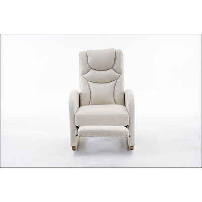 Chaise berçante en coton et lin avec repose-pieds réglable P 37,6-49,2 po x l 26 po x H 39 po