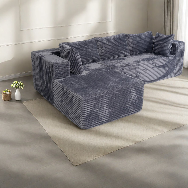 Compression Deep Seat Sectionals, 100 Inch Corduroy Modern Home Sofa