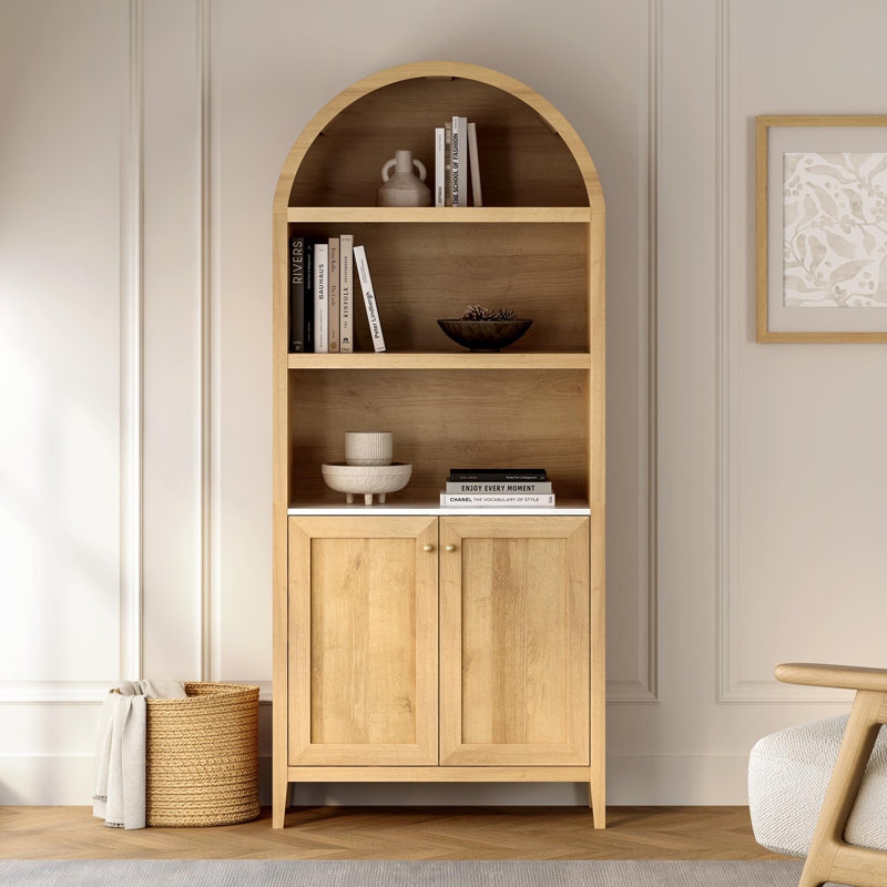 70.9"H*30.7"W 3-Tier Book Cabinet Storage Bookcase, Natural Oak