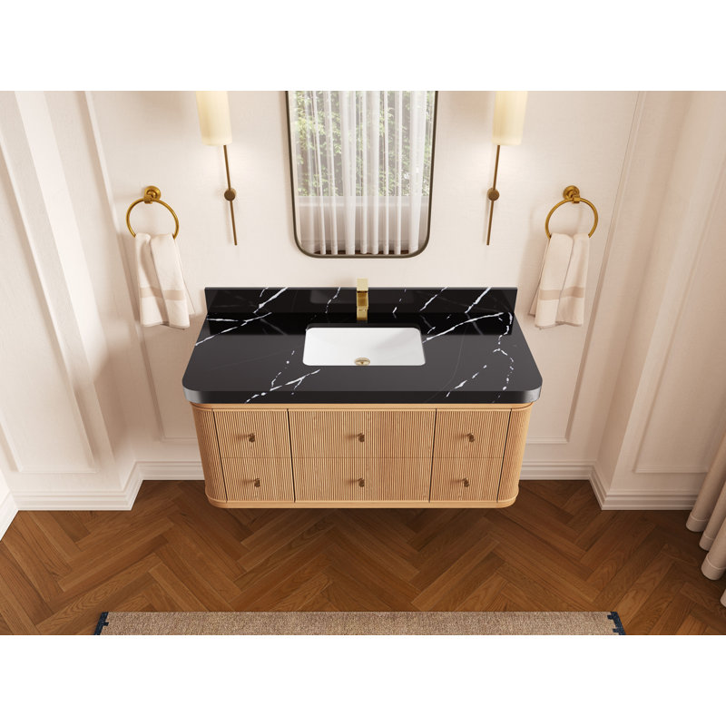 Chêne flottant Hampton X P 22 po De salle de bain Quartz, Noir Calacatta