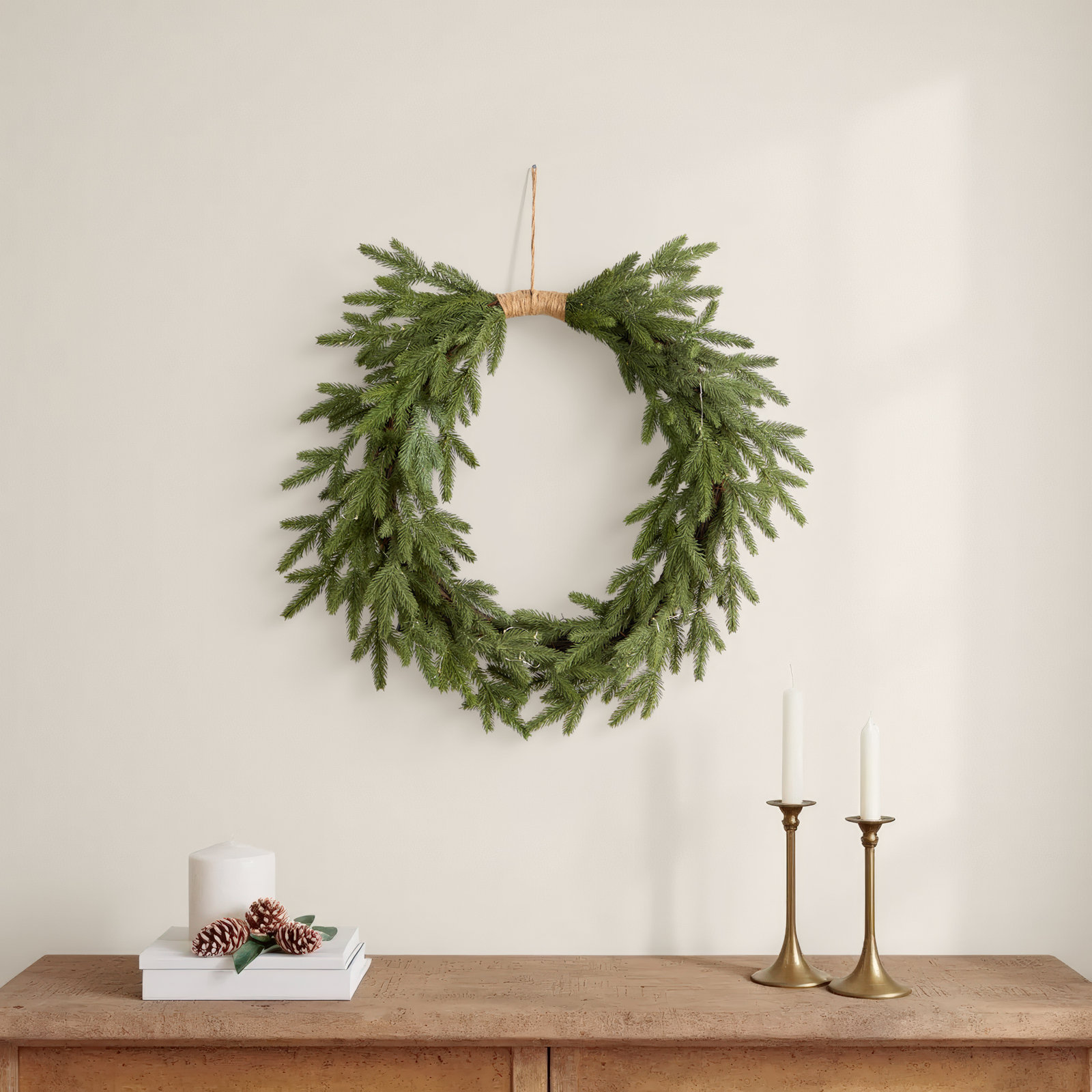 24'' Faux Fir Lighted Wreath