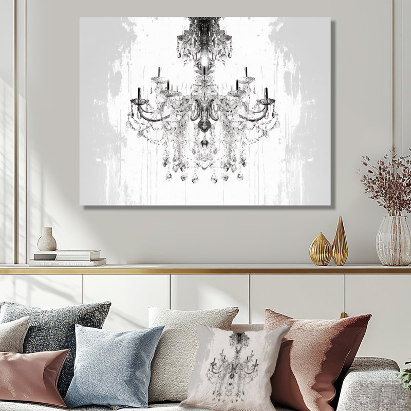 Silhouette, symphonie monochrome lustre III - lustre glamour, impression murale, Toile tendue, H 12 po x l 20 po x P 1 po