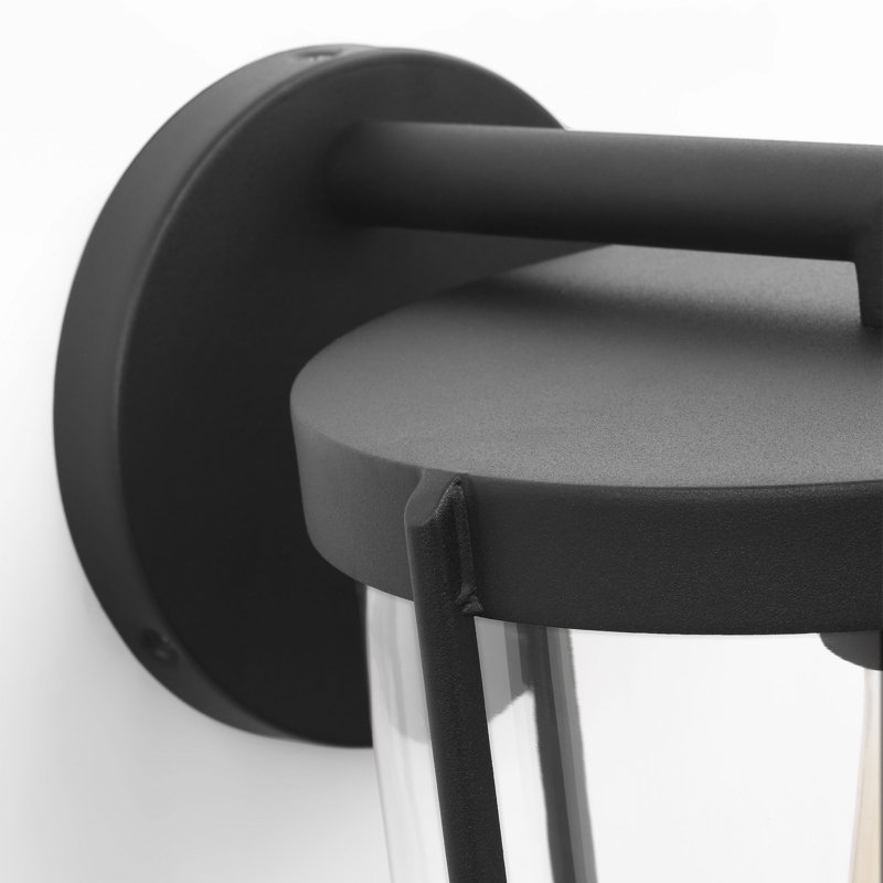 Luning Large Lantern from Generation Lighting , Textured Black, 15" H x 9.875" W x 11.75" D, Transparent