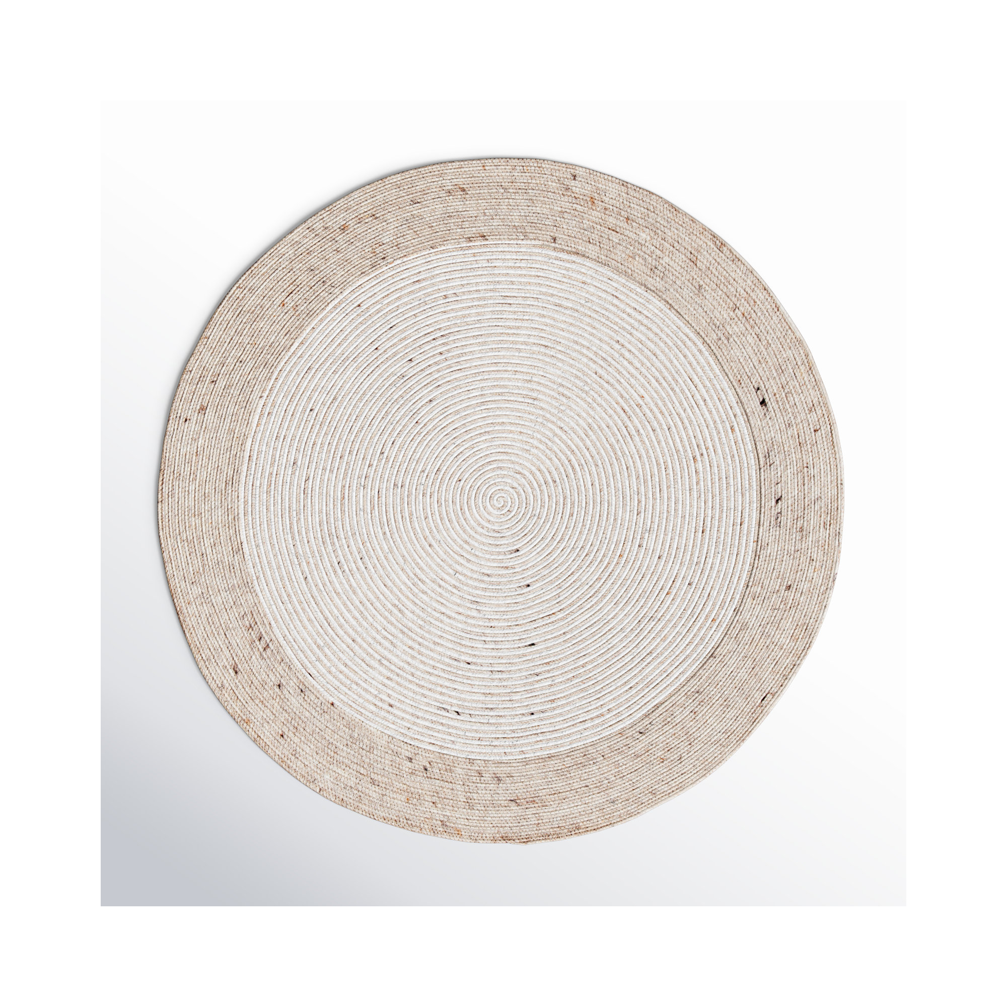 Aria Geometric Hand-Woven Wool/Cotton Beige/Ivory Area Rug, Round 3'