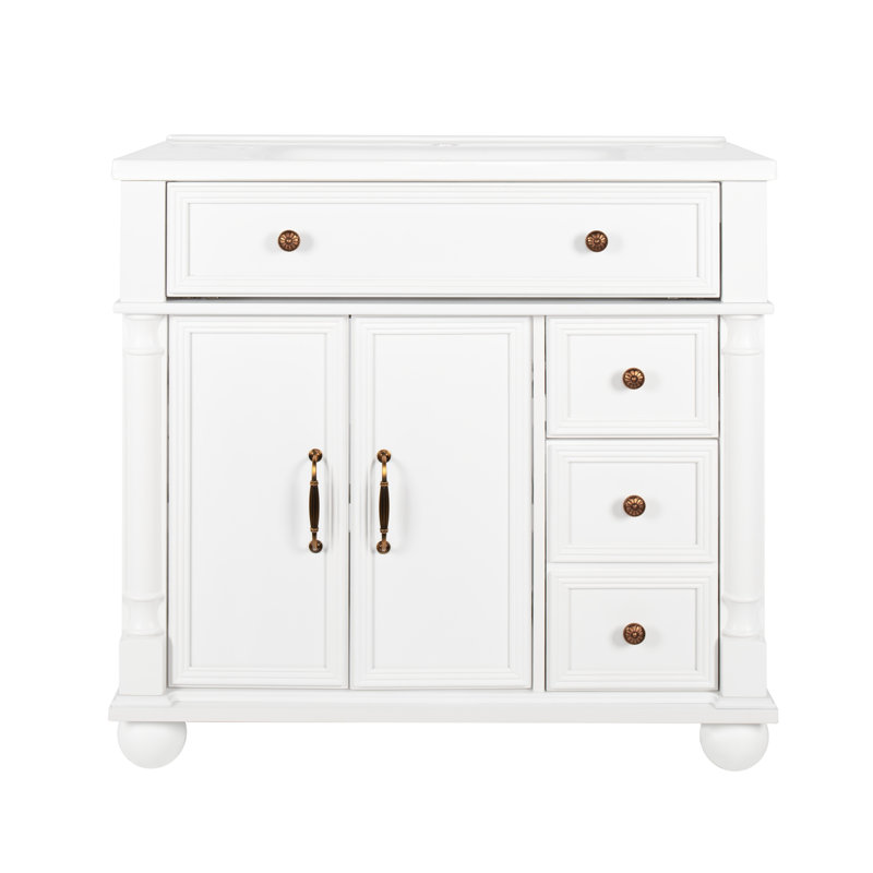 Meuble-lavabo vintage 36 "avec lavabo, Blanc