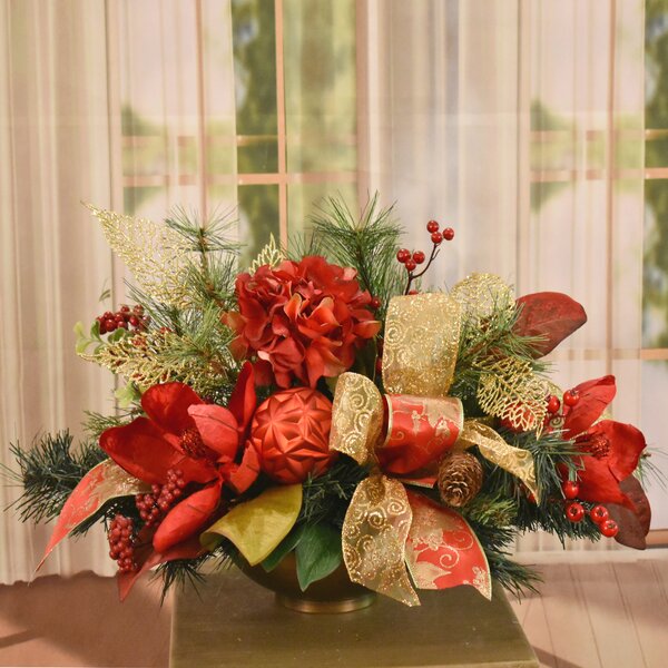 The Holiday Aisle® Faux Silk Arrangement in Planter