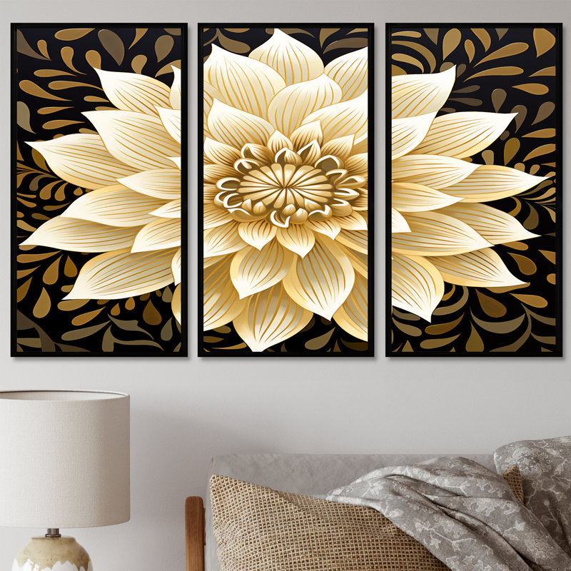 Erin - Dahlia, ensemble de reproductions d'art mural, H 28 po x l 36 po x P 1 po, Cadre flottant noir