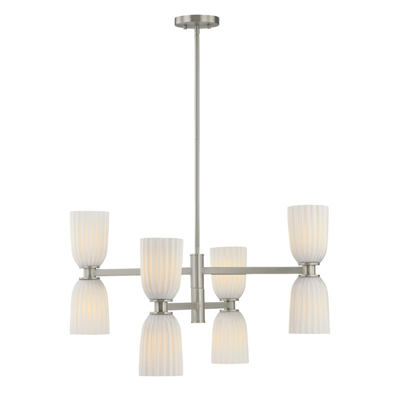 Lustre 8 lumières Aldegonde en nickel satiné, Satin Nickel