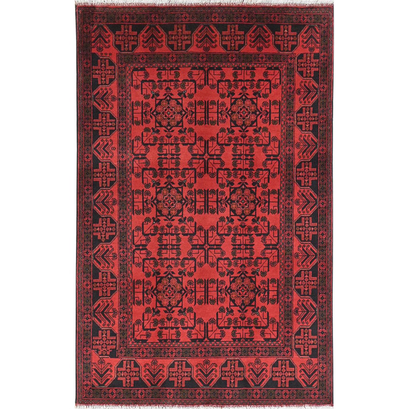 Tapis rouge nouvel âge en laine 4 pi 2 po x 6 pi 5 po Zwingle
