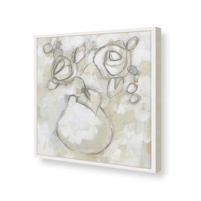 «Bouquet Sketch Impression I» par June Erica Vess, reproduction d'art, H 30 po x l 30 po, Blanc