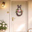Couronnes de lapin de Pâques pour la porte d'entrée, couronne de Pâques avec décorations d'œufs pastel pour la maison, couronne de porte de printemps avec fleurs de pivoines sur des brindilles mixtes pour fenêtre murale (18 pouces)