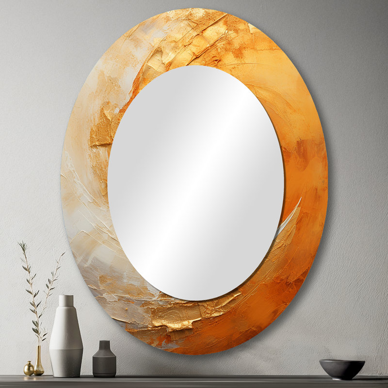Miroir mural moderne doré doré, 43 po x 33 po