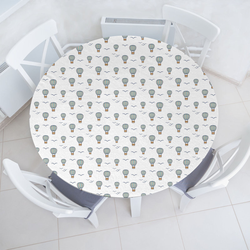 Ebern Designs Cartoon Fitted Round Tablecloth Multicolor 80468