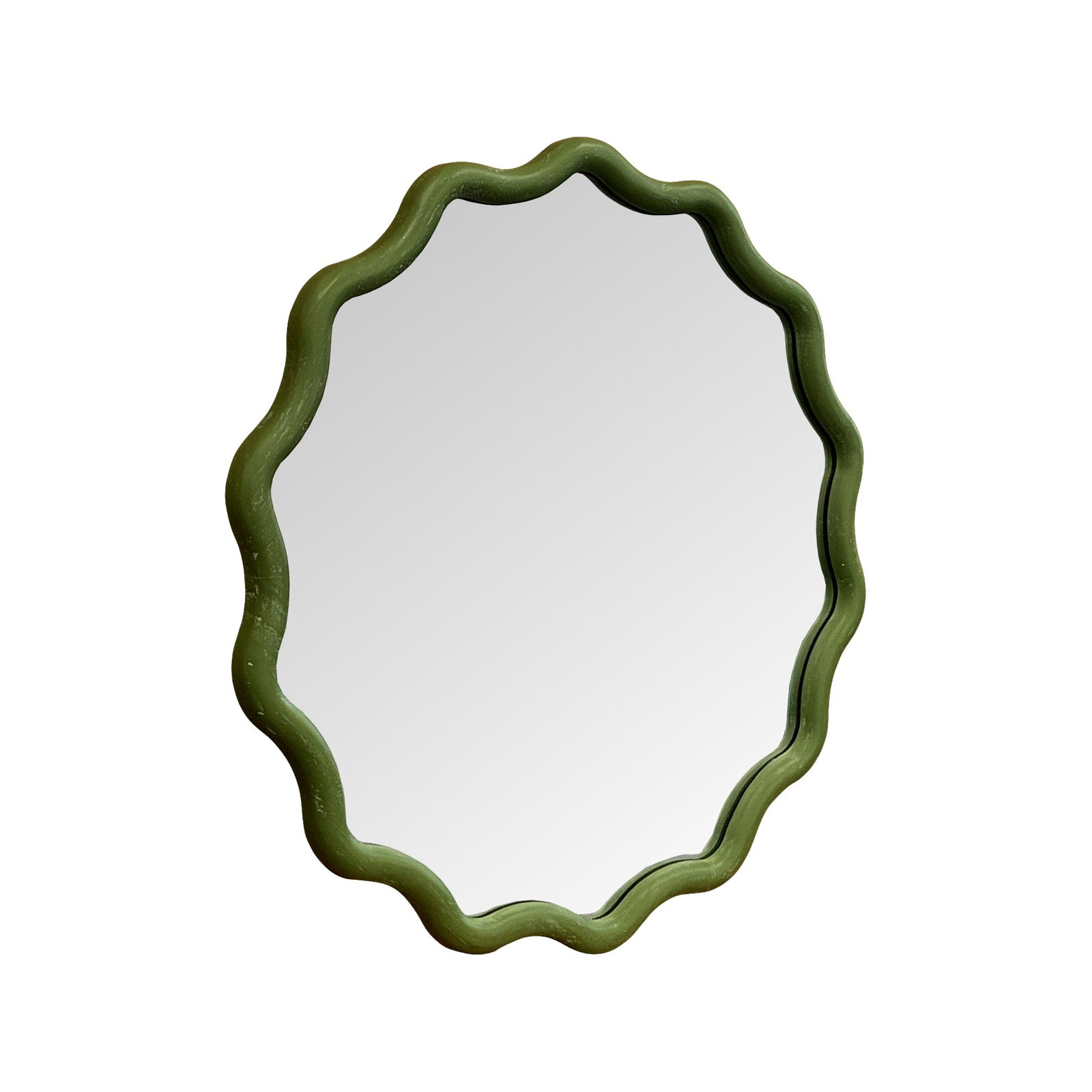 Pine Ripples Round Mirror, Green