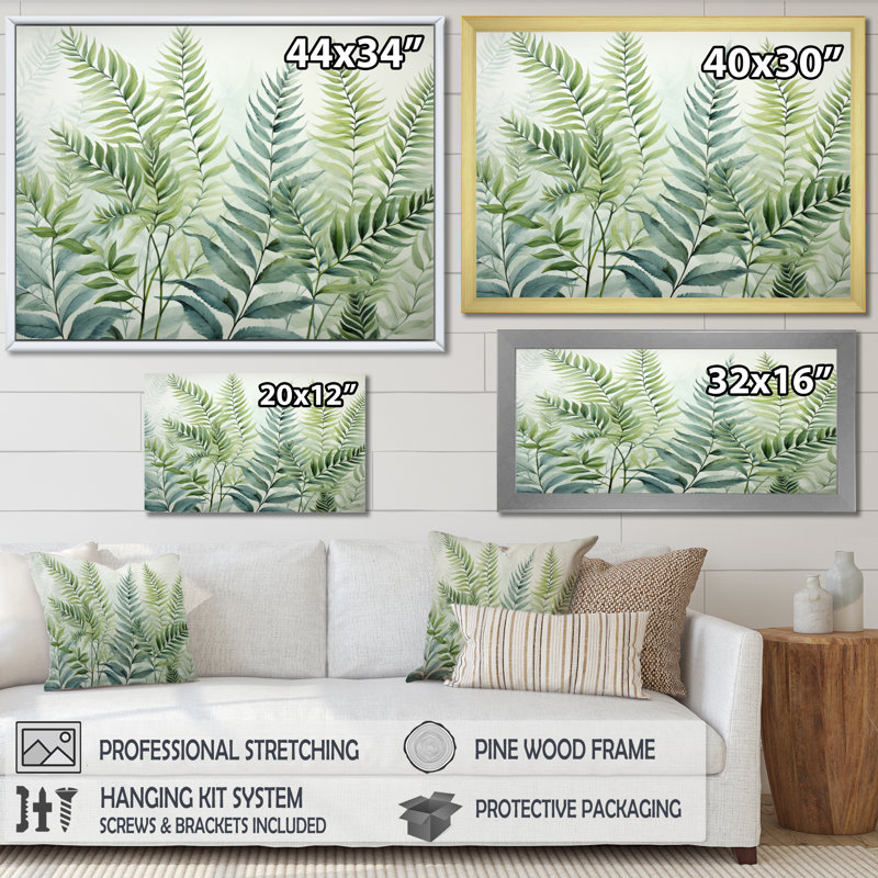 " Ferns Enchanting Ferns III ", H 34 po x l 44 po x P 1,5 po, Cadre doré à une seule photo