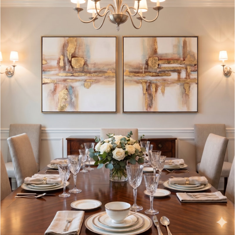 Zuri 2-Piece Gold Abstract Canvas Wall Art Set