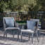 Chaise d'extérieur - gris Mp2 (2). Métal et chaises avec coussins gris (2 chaises). Cadre Pe. Sièges confortables. Vers les éléments