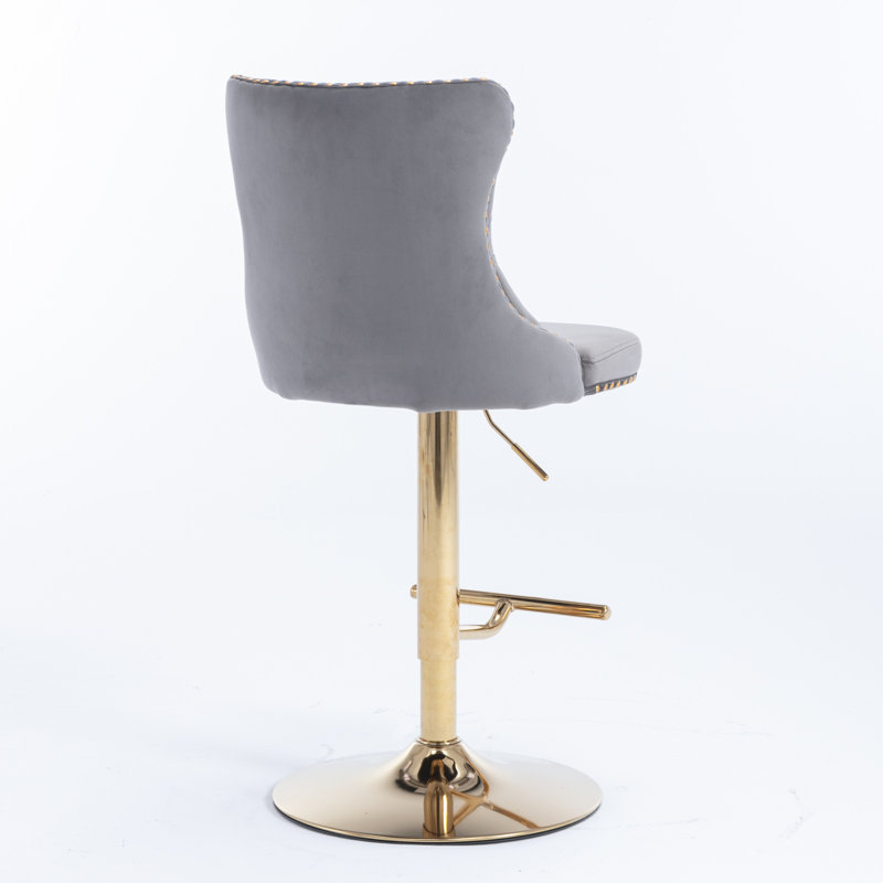 Pascola Swivel Adjustable Height Bar Stools Kitchen Barstools, Gray
