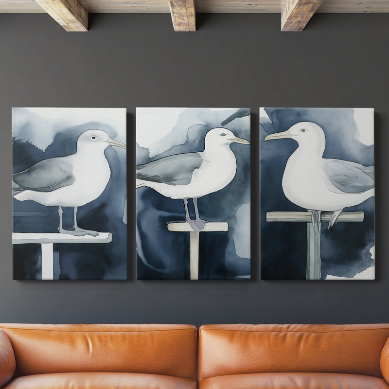 Aviaire - Série I - Ensemble de toiles tendues avec châssis Premium - Prêt à être accroché, H 36 po x l 24 po x P 1,1257 po