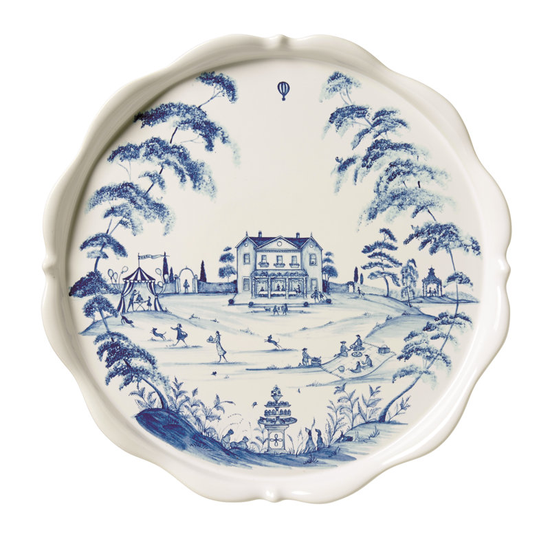 Country Estate Cake Stand, Delft Blue/White