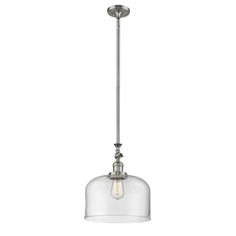 Hiers 1 - Light Single Pendant, Brushed Satin Nickel, Clear, No Bulb Included