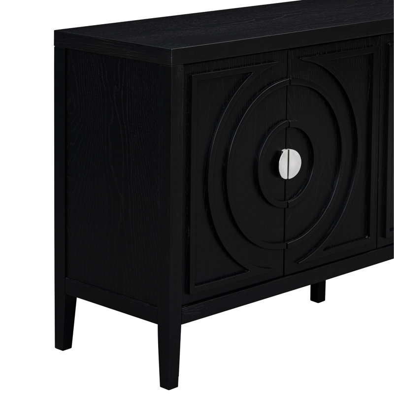 Buffet rétro noir à 4 portes - Offre un espace de rangement généreux et des options polyvalentes pour votre maison