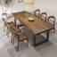 Table de salle à manger rectangulaire en bois massif Nut-Brown-168452163