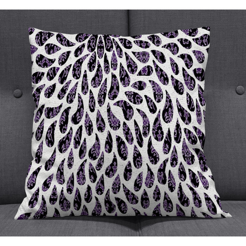 Throw Pillow With Insert, White/Purple Paisley 3, 20"H x 20"W