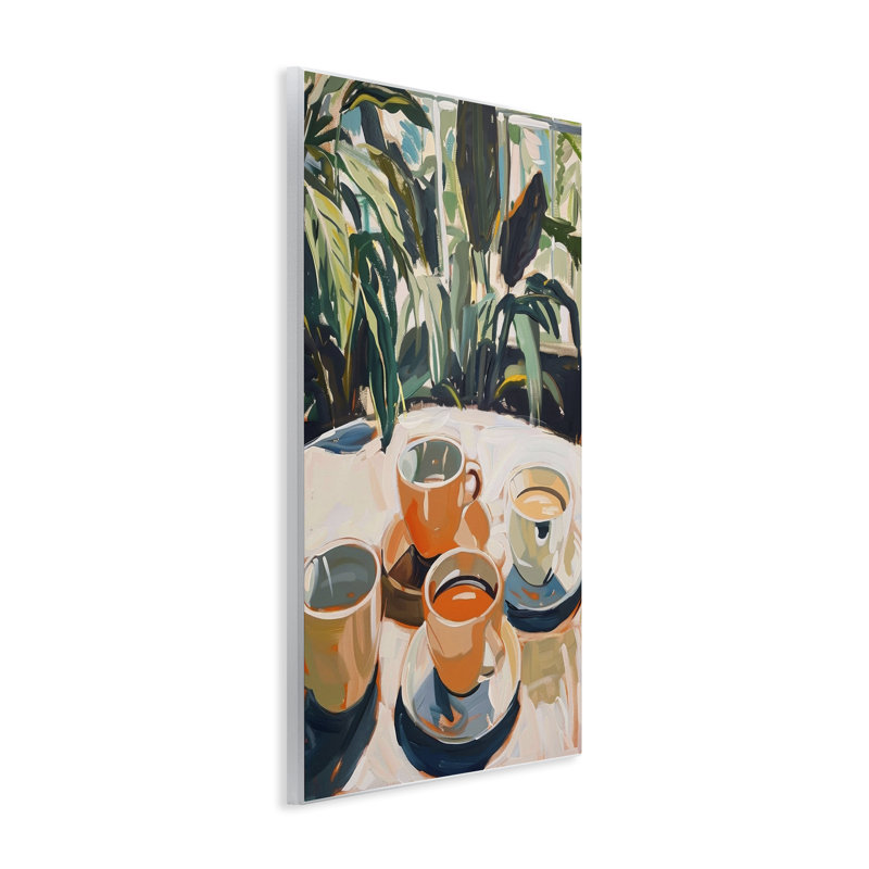  «Coffee Time parmi les plantes», art mural par LSR Design Studio, H 19 po x l 13 po