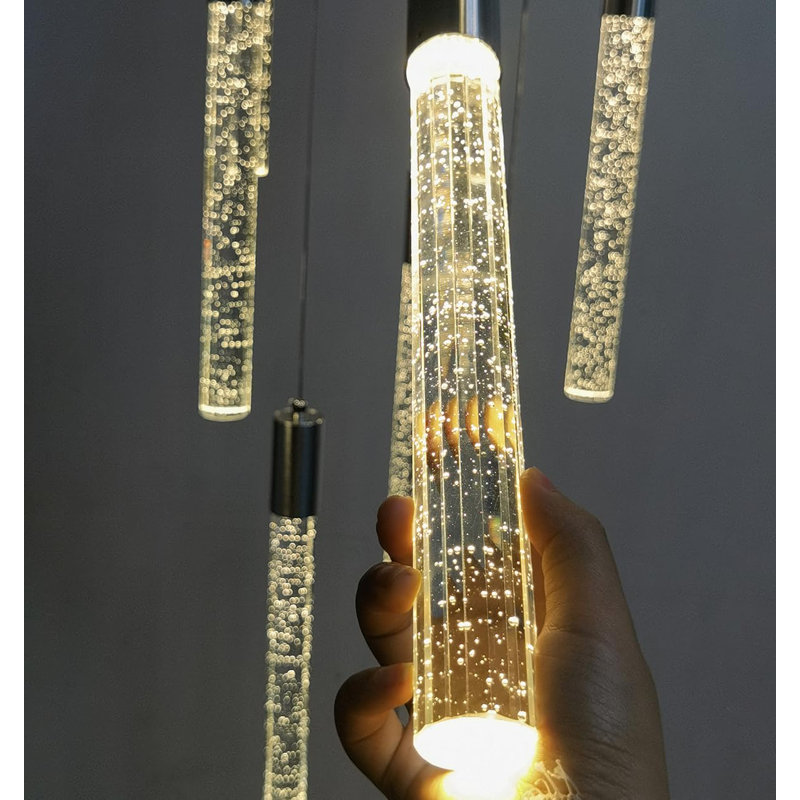 Light High Ceiling Dimmable Crystal Chandelier, Gold, 28