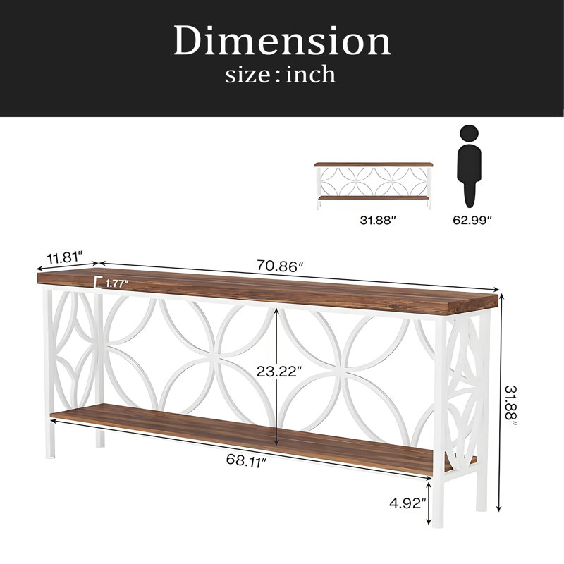 Stylish Coffee Table,Nordic Style Sofa Table,2-Tier Console Table