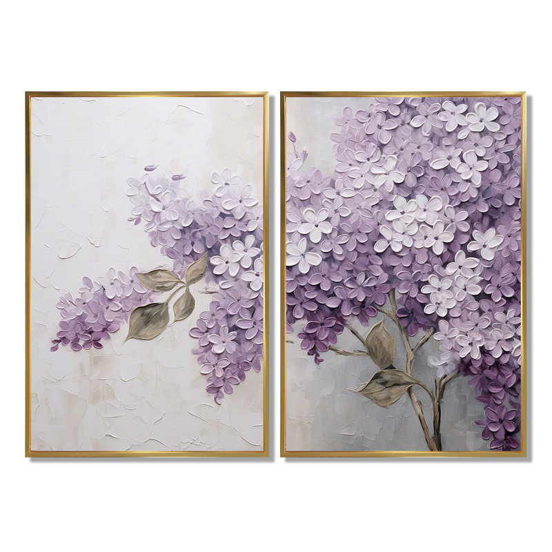 Magnifique paysage de rêve lilas - décoration murale traditionnelle, Impression encadrée flottante sans passe-partout, Gold