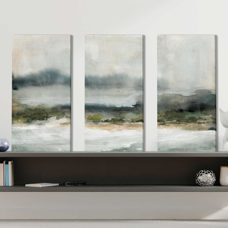 «Margarito Textured Rain I» par Carol Robinson - impression sur toile tendue 3 pièces