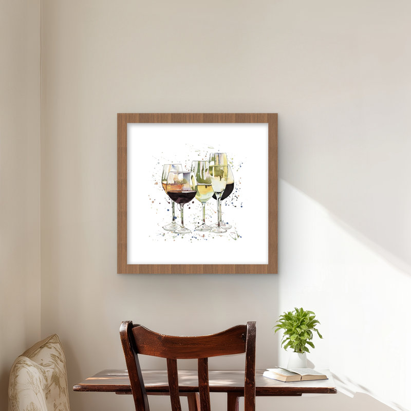 Magnifiques verres à vin - reproduction encadrée pour la décoration intérieure, H 16 po x l 16 po