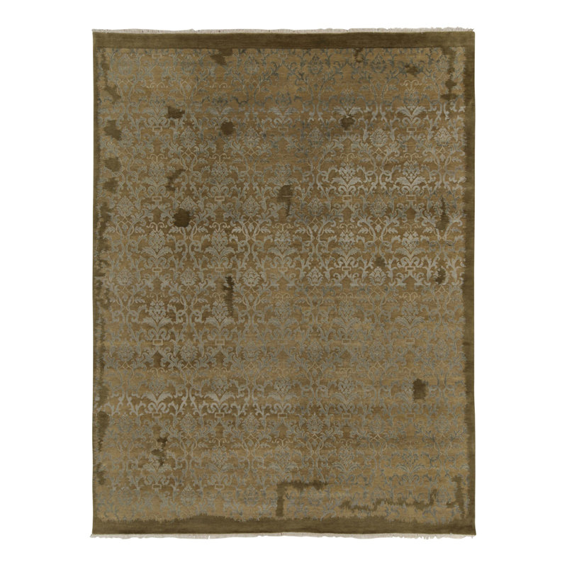 Rug & Kilim’S European Rug In Gold With Blue Floral Patterns