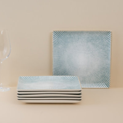 Paros-Aqua Premium Porcelain Juliet Square Platter With Foot