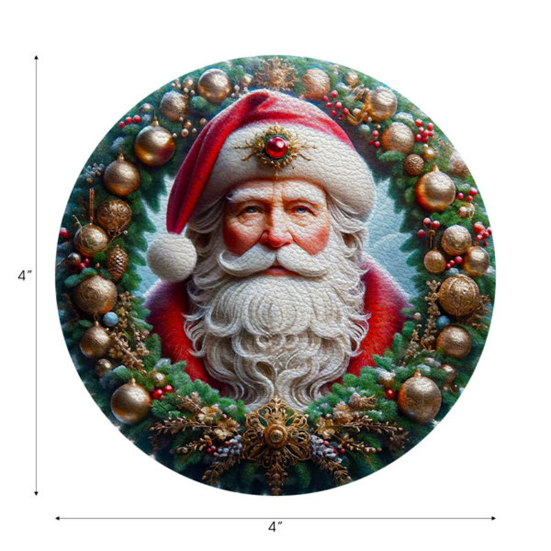 Sous-verres ronds en cuir Santa Claus