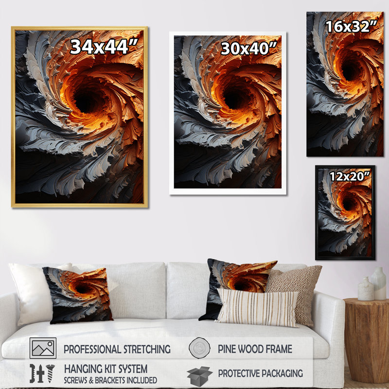Infernal Infflection Spiral II - Abstract Spirals, impression sur toile_106096, Toile avec cadre flottant noir