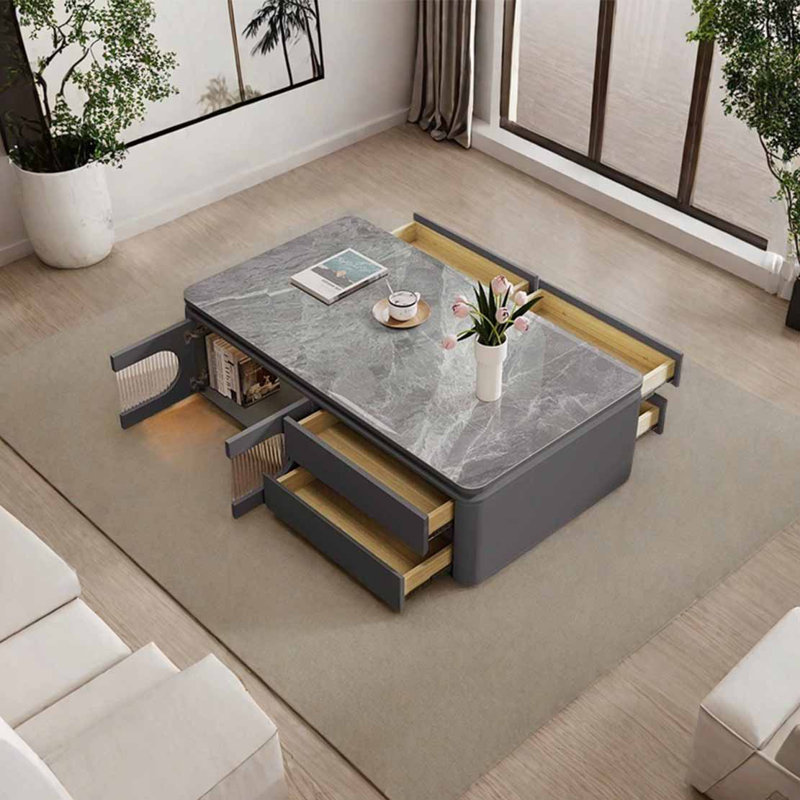 Table basse rectangulaire, Gris foncé, H 21,7 po x L 47,2 po x l 25,6 po, Gris