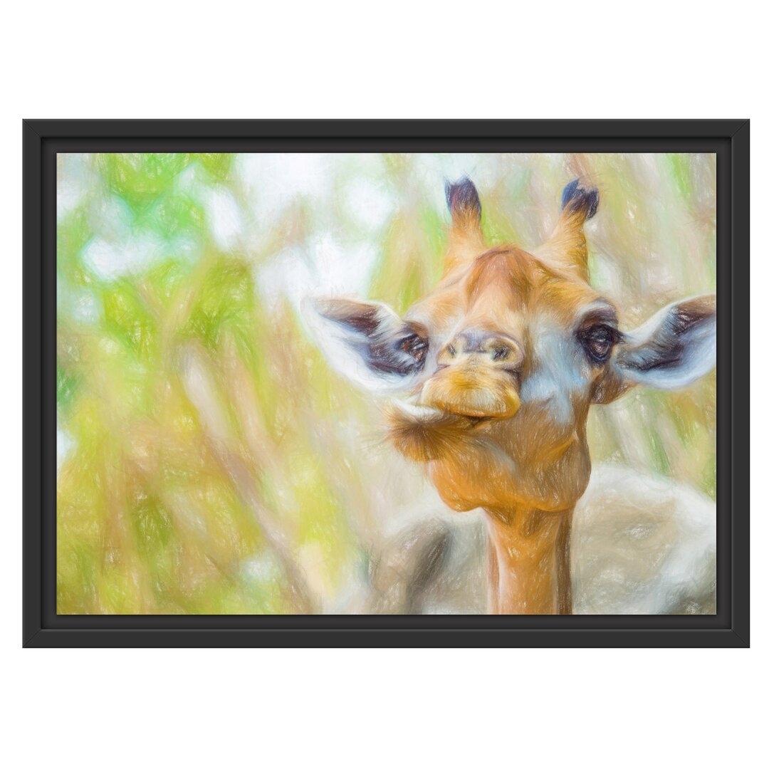 Gerahmtes Wandbild Giraffe in der Natur