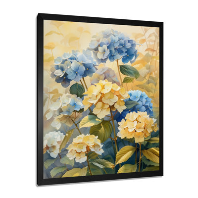Blue Yellow Blooming Garden Hydrangea - Hydrangea Wall Art Print