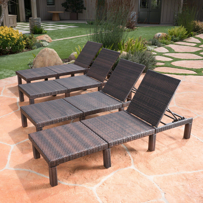 Letourneau Outdoor Wicker Chaise Lounge Set