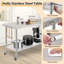 Table de préparation en acier inoxydable 60 po x 24 po x 35 po avec roulettes - Établi commercial à usage intensif avec crochets latéraux, tablette réglable en hauteur, freins verrouillables - pour le garage, l'extérieur et l'intérieur