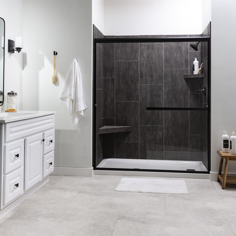 Palisade 25.6 in. x 14.8 in. Interlocking Vinyl Waterproof Wall Tiles, Ashen Slate